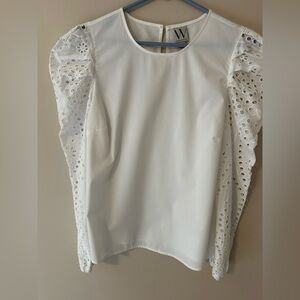 Worthington Never Worn White Long Eyelet Sleeves